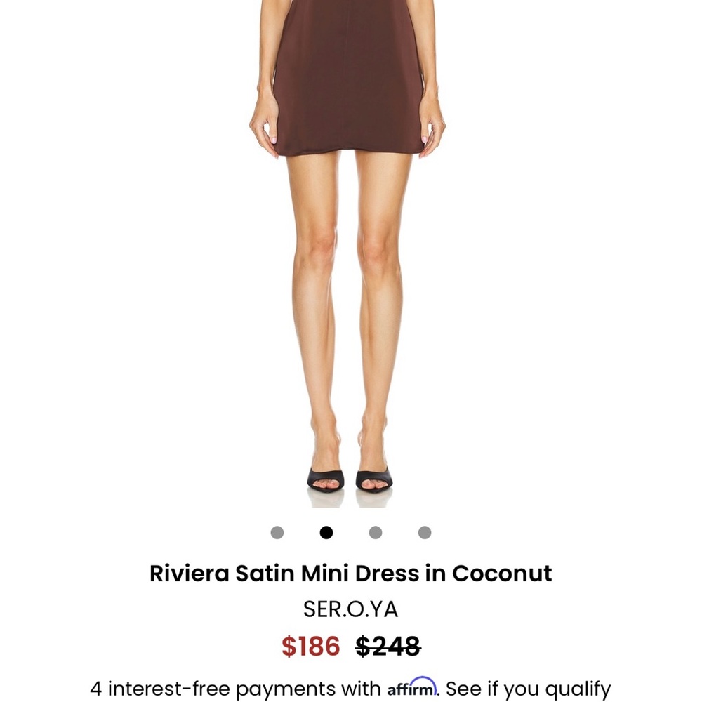SER.O.YA Riviera Satin Mini Dress in Coconut